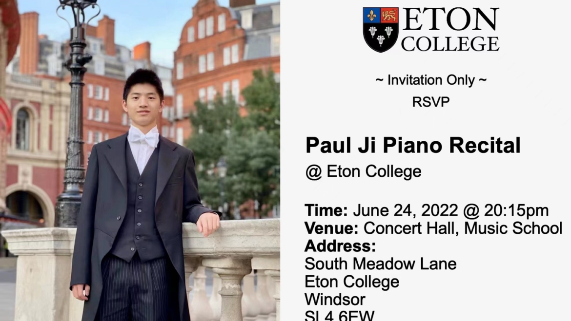 Paul Ji Performs Piano Recital at Eton College Concert Hall